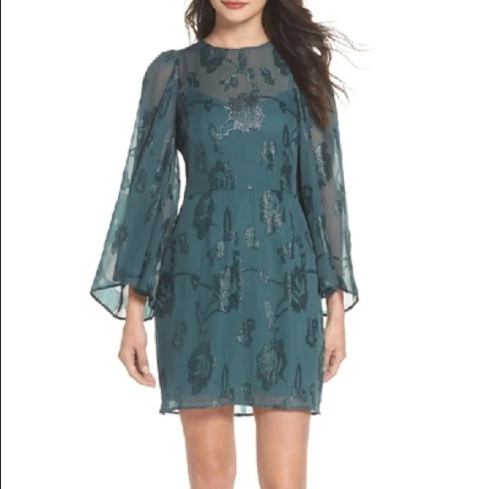 Cooper St Ophelia Minidress green floral textured size 2 wedding guest holiday